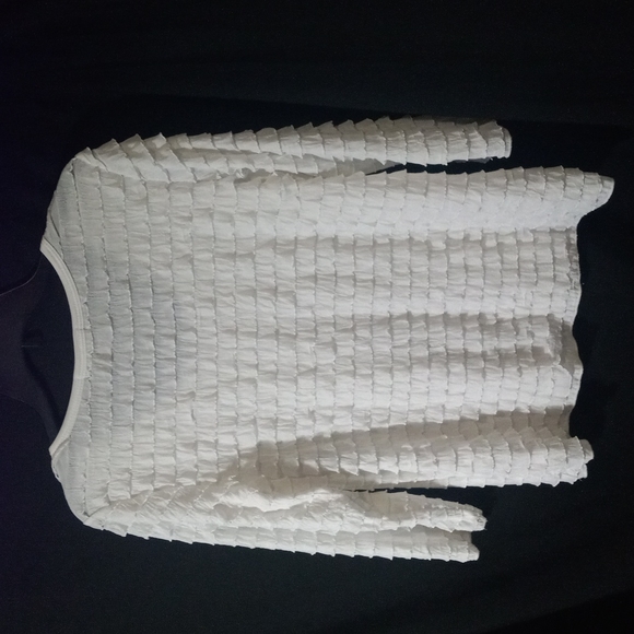 Travel Elements Ruffle White Longsleeve Shirt - Picture 2 of 3